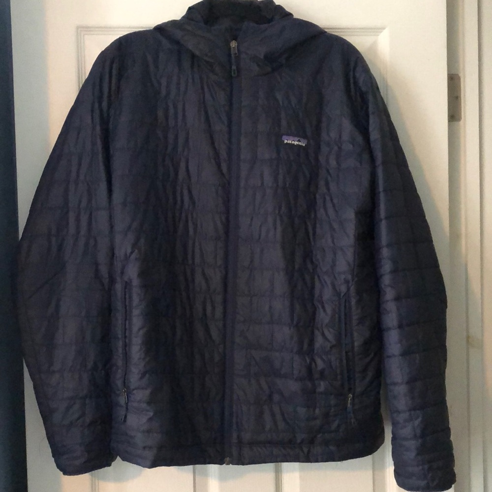 Patagonia Mens Navy Nano Hoodie Jacket Sz Large Excellent! Like New!